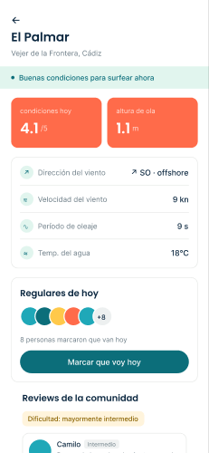 Pantalla de Detalle de spot — Poniente